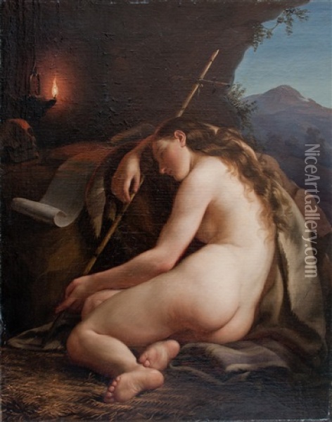Maddalena Dormiente Oil Painting - Enrico Scuri