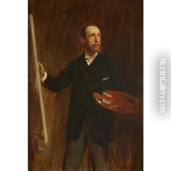 Self Portrait Of A Painter Oil Painting - John Seymour Lucas