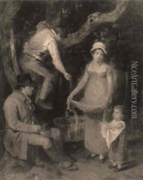 A Family Picking Apples Oil Painting - William Collins
