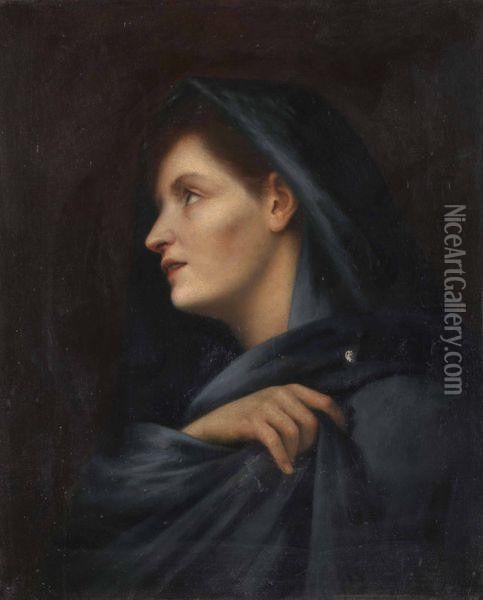 Portrait De La Vierge Oil Painting - Jules-Elie Delaunay
