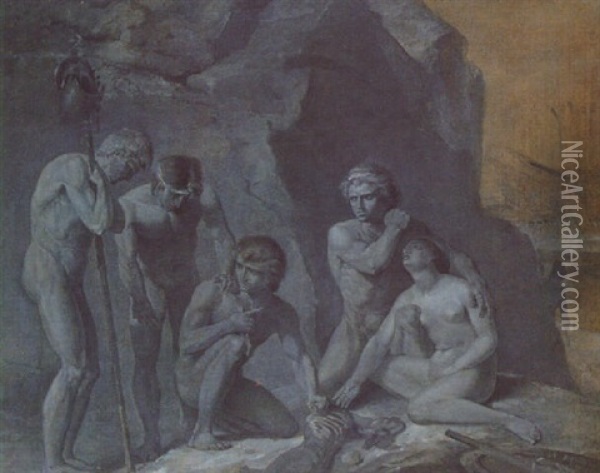 A Mythological Figure Subject Oil Painting - Henry Tresham