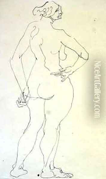 Female Nude with Hand on Hip Oil Painting - Henri Gaudier-Brzeska
