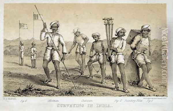 Surveying in India, 1855 Oil Painting - Sherwill, W.