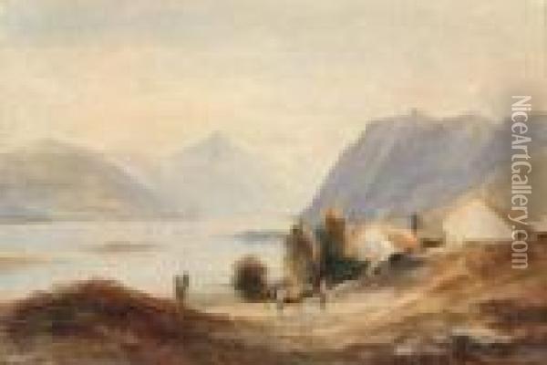 The Killarney Lakes Oil Painting - Andrew Nicholl