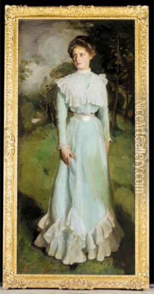 Portrait Of Miss Isabella Nairn Oil Painting - Harrington Mann