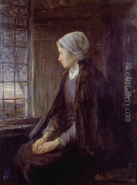 Young Woman By The Window Oil Painting - Jozef Israels
