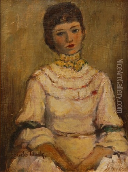 Portrait Of A Woman In White Dress Oil Painting - Walt Louderback