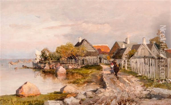 Fishing Village In Haapsalu Oil Painting - Yuliy Yulevich (Julius) Klever