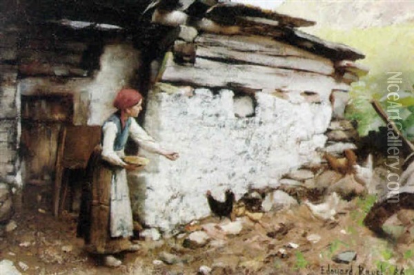 Feeding Time Oil Painting - Edouard John E. Ravel
