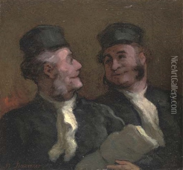 Les Avocats (deux Avocats - Les Deux Confreres) Oil Painting - Honore Daumier