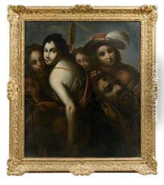 Le Triomphe De David Oil Painting - Bartolomeo Manfredi