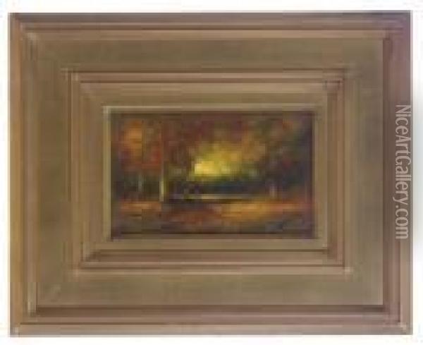 Figures In An Autumnal Landscape Oil Painting - Hudson Mindell Kitchell