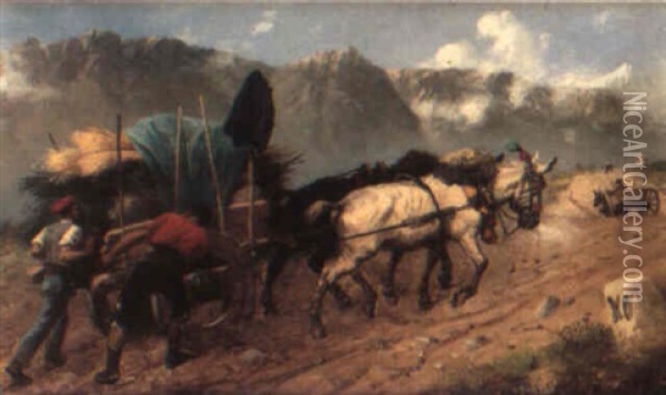 A Heavy Wagon Oil Painting - Richard Beavis