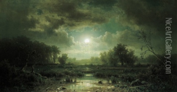 Mondscheinlandschaft Oil Painting - Adolf Chwala