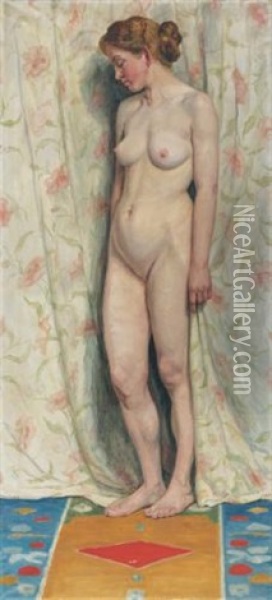 Stehender Weiblicher Akt (standing Female Nude) Oil Painting - Sigismund Righini