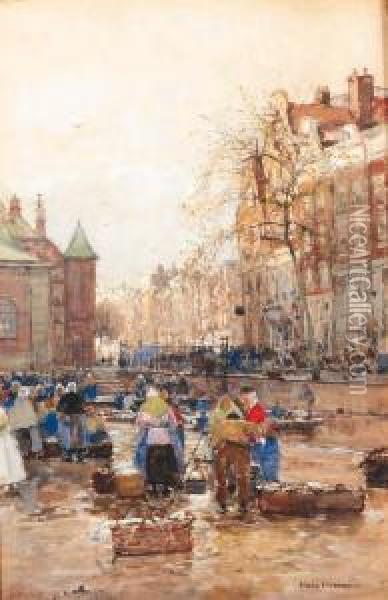Fishmarket In Amsterdam Oil Painting - Hans Herrmann