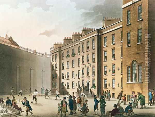 The Fleet Prison from Ackermanns Microcosm of London, Volume II, 1809 Oil Painting - T. Rowlandson & A.C. Pugin