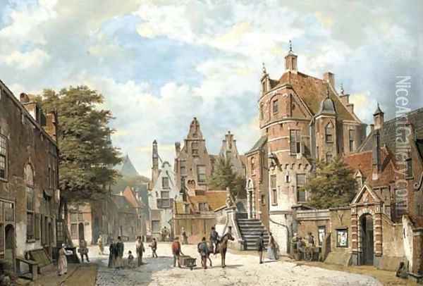 A town in Summer Oil Painting - Willem Koekkoek