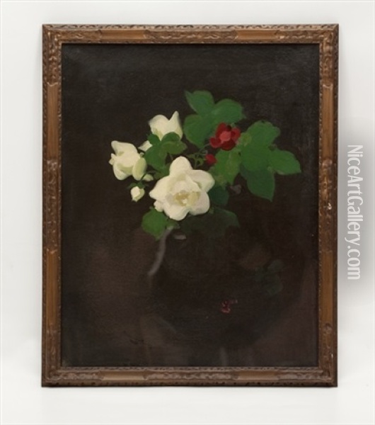 White And Red Roses Oil Painting - Stuart James Park