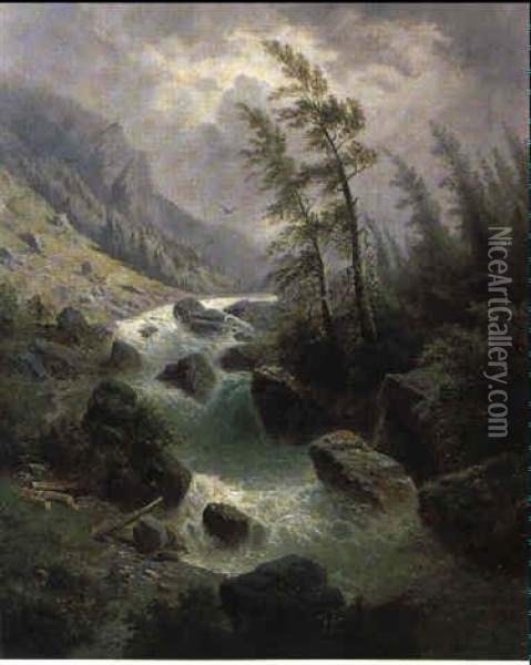 Alpenlandschaft Oil Painting - Franz Barbarini