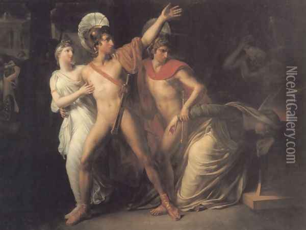 Castor and Polux Delivering Helen Oil Painting - Amable Paul Coutan