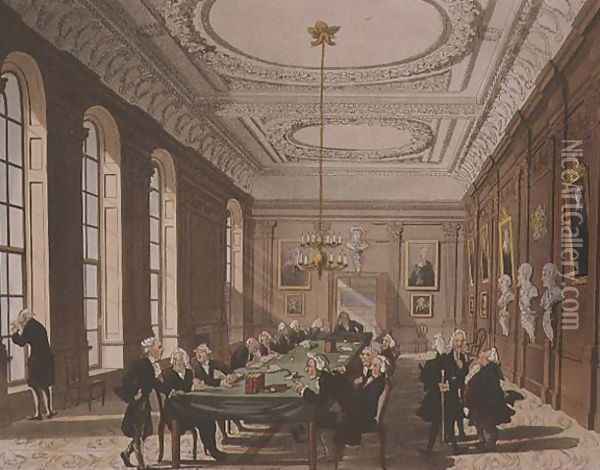 College of Physicians from Ackermanns Microcosm of London Oil Painting - T. Rowlandson & A.C. Pugin