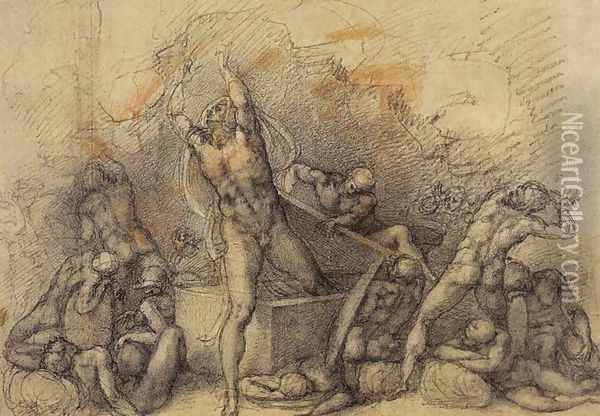 Resurrection 1520-25 Oil Painting - Michelangelo Buonarroti