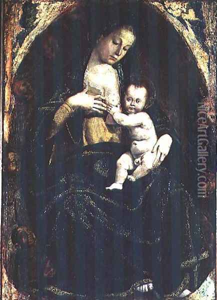 Madonna and Child with Cherubs Oil Painting - Luca Signorelli