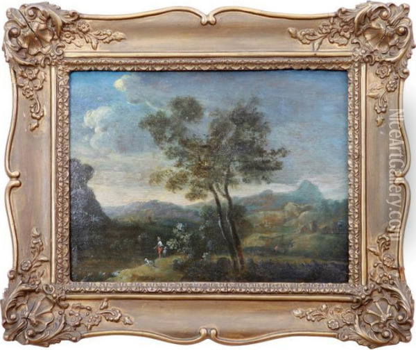Landscape With Trees And Staffage Oil Painting - Karel Postl