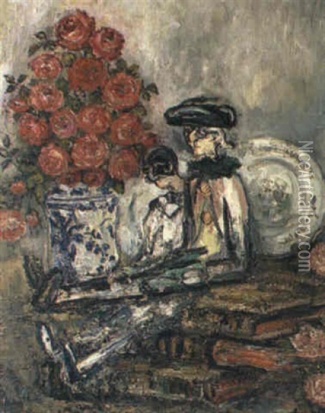 Bouquet De Fleurs Et Marionnettes Oil Painting - Pierre Laprade