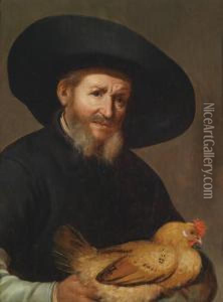 Portrait Ofa Bearded Man In A Hat And Black Frock Oil Painting - Jacob Gerritsz. Cuyp