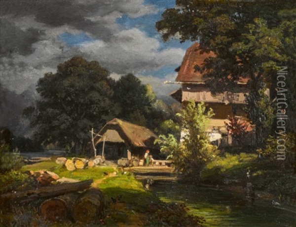 Muhle Von Rathausen Oil Painting - Robert Zuend