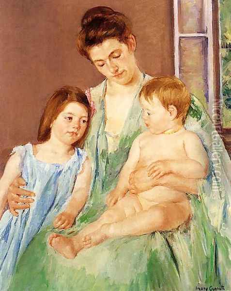 Young Mother And Two Children Oil Painting - Mary Cassatt