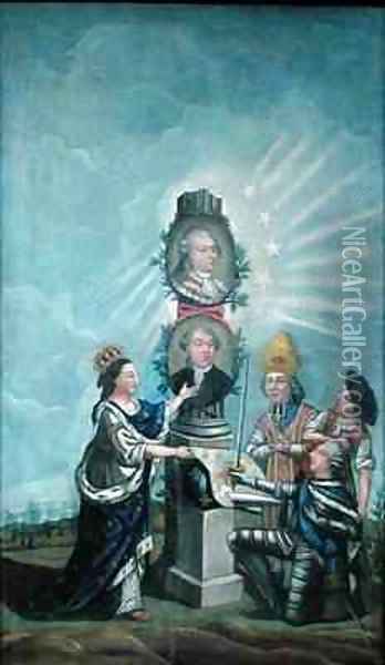 France Receiving the Wishes of the Nation from the Three Orders and presenting them to Louis XVI and Jacques Necker Oil Painting - Dubois