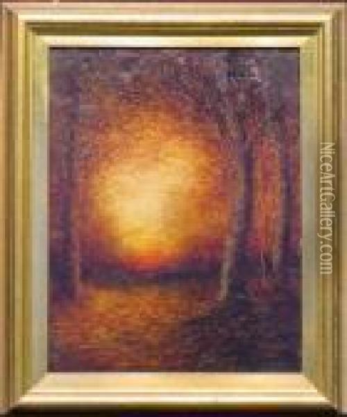 Forest Interior, Sunset Oil Painting - Ralph Albert Blakelock