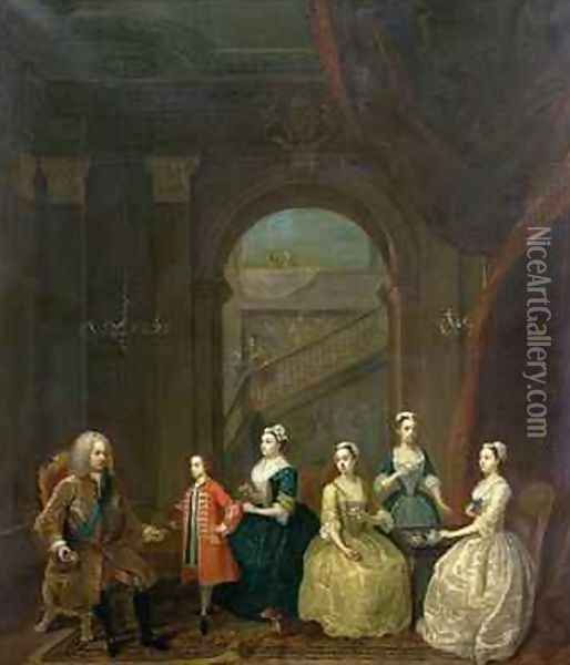 Thomas Wentworth 1672-1739 Earl of Strafford and his family Oil Painting - Gawen Hamilton