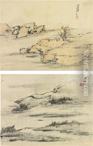 Landscape (2 Works) Oil Painting -  Liang Yuwei