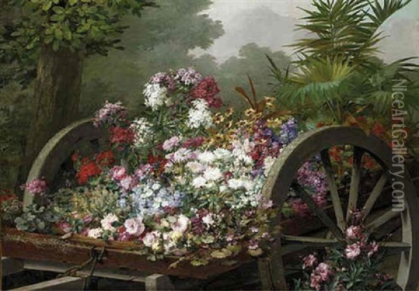 The Flower Cart Oil Painting - Desire de Keghel