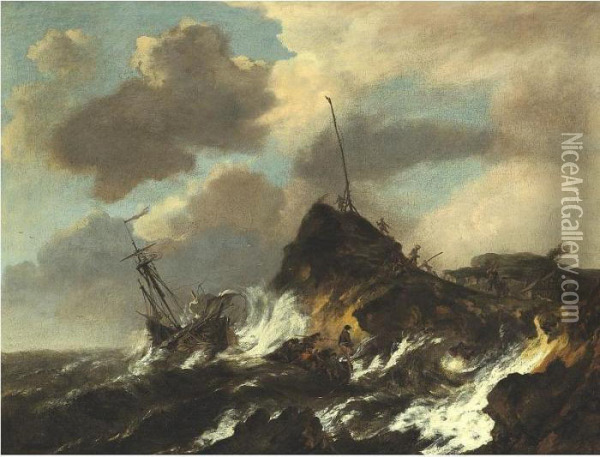 Stormy Seascape Oil Painting - Jacob Van Ruisdael