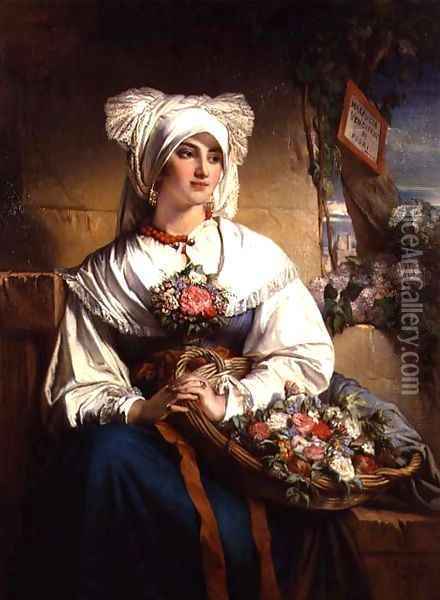A Trieste Flowergirl Oil Painting - Jean-Francois Portaels