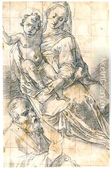 Madonna And Child With St. Petronius Oil Painting - Lorenzo Sabatini