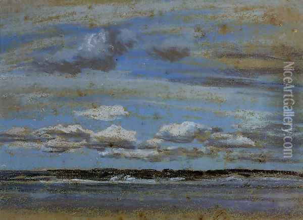 White Clouds over the Estuary Oil Painting - Eugene Boudin