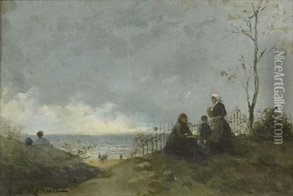 Bord De Mer Anime Oil Painting - Gustave Maincent