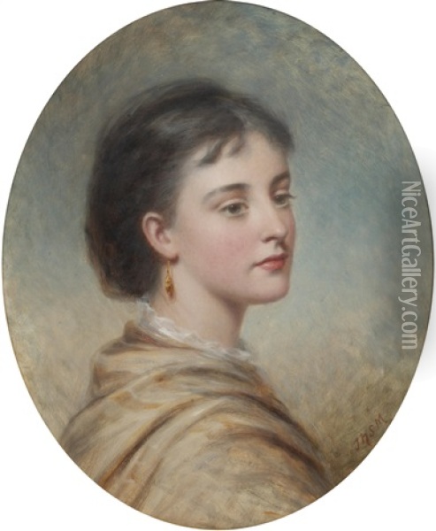 Portrait Of A Young Lady Oil Painting - Joshua Hargrave Sams Mann