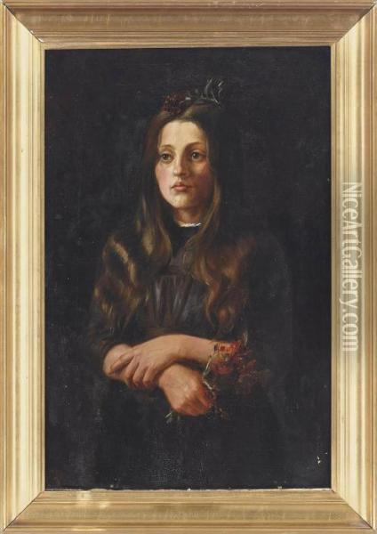 Portrait Of Ruth With A Posy Oil Painting - Achton Friis