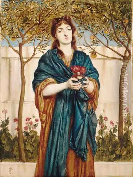 Priestess Offering Poppies Oil Painting - Simeon Solomon