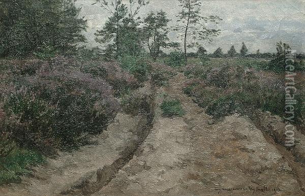 A Country Road Oil Painting - Frans Van Leemputten