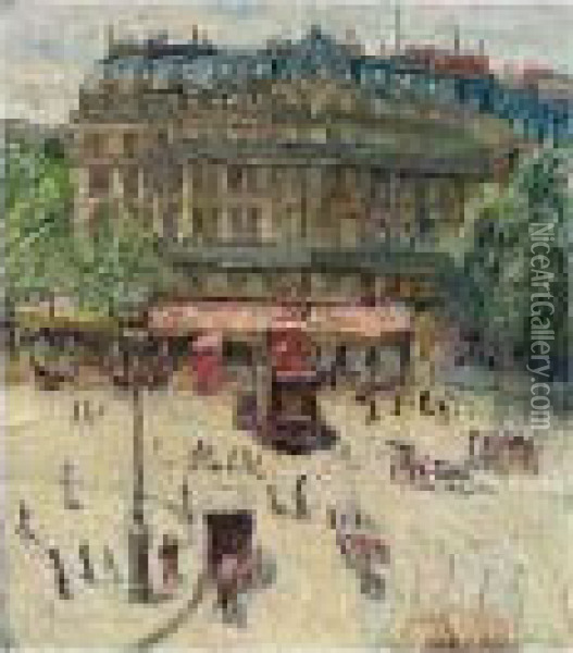 Place De La Bastille, Signed, Oil On Board, 90 By 79.8 Cm., 35 1/2 By 31 3/8 In Oil Painting - Georges Leon Dufrenoy