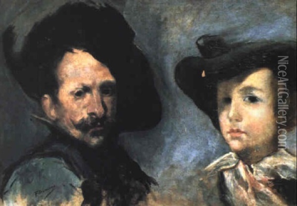 Copia De Dos Retratos De Velazquez Oil Painting - Francisco Domingo Marques