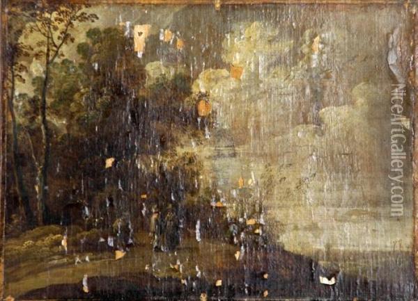 Countryside Withfigures Oil Painting - Salomon van Ruysdael